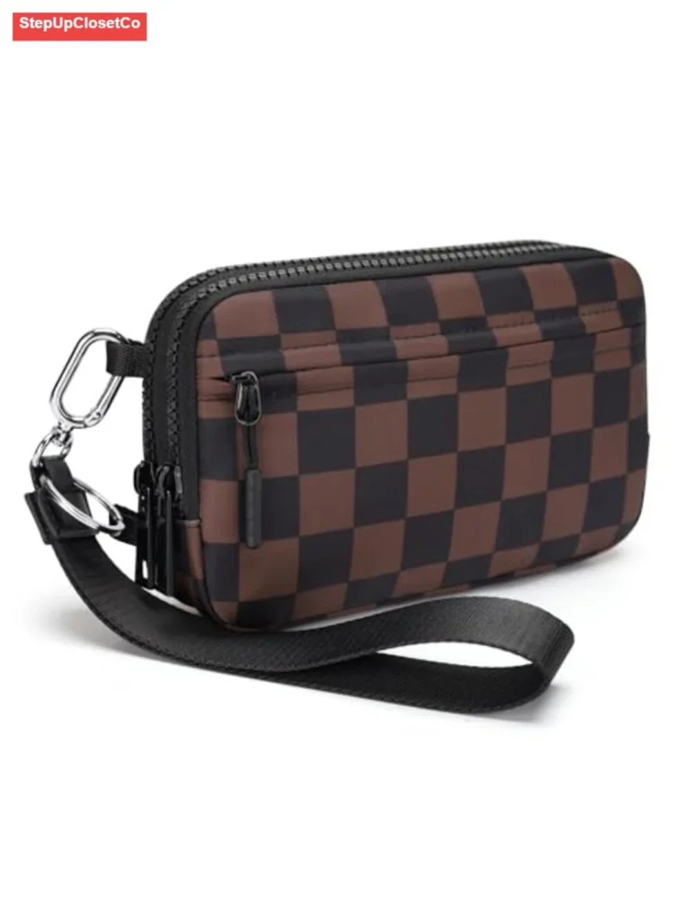 Women's RFID Wristlet Wallet Crossbody Bag with 4 Zippers Nylon